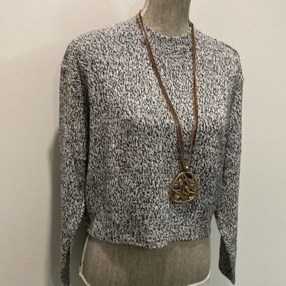 H&M Black Marbled Knit Crew Neck Sweater - Picture 6 of 11